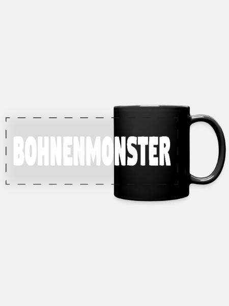 Kaffee Bohnenmonster - Panorama-Tasse farbig - Schwarz