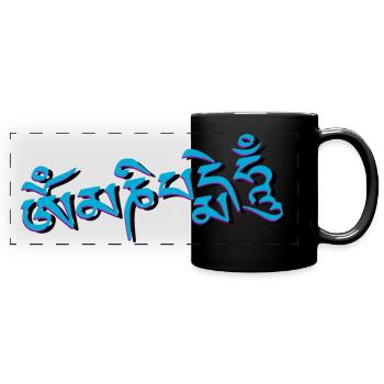 Om Mani Padme Hum - Sanskrit - Panorama-Tasse farbig - Schwarz - Vorne