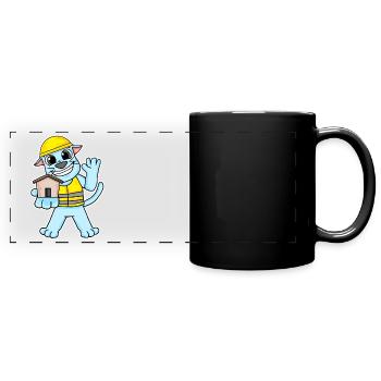 Cadeau de construction de maison de chat constructeur - Mug panoramique uni - noir - Devant