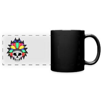 Regenbogen Totenkopf LGBT - Panorama-Tasse farbig - Schwarz - Vorne
