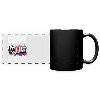 Film Kino Spruch Fernsehen Geschenk Popcorn - Panorama-Tasse farbig - Schwarz - Vorne