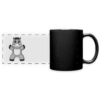 Esel - Panorama-Tasse farbig - Schwarz - Vorne