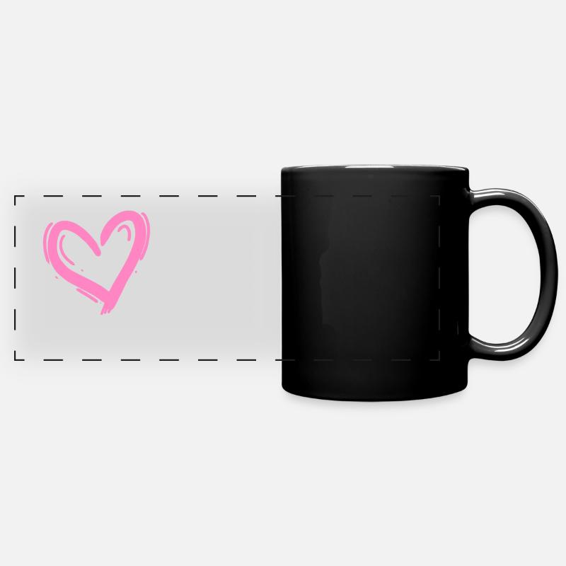 Heart Design Love Pink - Full Colour Panoramic Mug - black