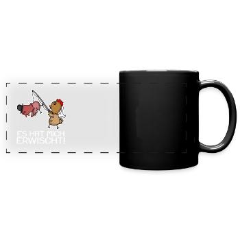 Es Hat Mich Erwischt! Junggesellenabschied - Panorama-Tasse farbig - Schwarz - Vorne