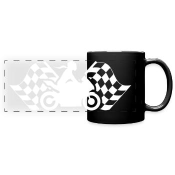 Motorcyclist racetrack racing motorcycle woman - Full Colour Panoramic Mug - black - Front