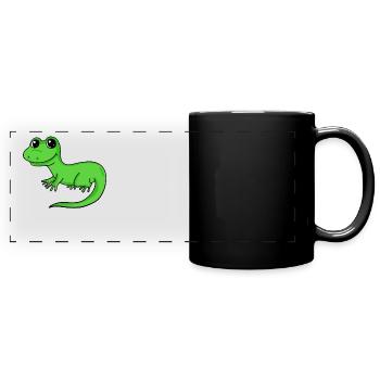 Eidechse - Panorama-Tasse farbig - Schwarz - Vorne
