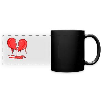 Gebrochenes Herz - Panorama-Tasse farbig - Schwarz - Vorne