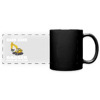Bauarbeiter Bagger Baggerfahrer Spruch - Panorama-Tasse farbig - Schwarz - Vorne