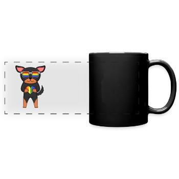 LGBT Hund Lancashire Heeler Regenbogen - Panorama-Tasse farbig - Schwarz - Vorne