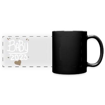 Schwangerschaft Schwanger Baby 2023 - Panorama-Tasse farbig - Schwarz - Vorne
