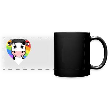 Kuh Lgbt Regenbogen Farben - Panorama-Tasse farbig - Schwarz - Vorne