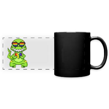 LGBT Animal Dinosaur Rainbow Heart - Full Colour Panoramic Mug - black - Front