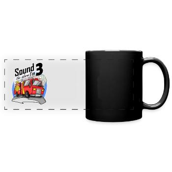 3 ans Jeune pompier camion voiture - Mug panoramique uni - noir - Devant