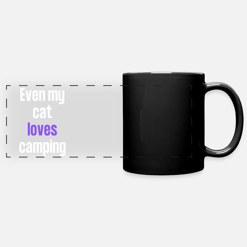 Even my cat loves camping - Full Colour Panoramic Mug - black