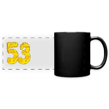 53 years of Lustig Käse - Full Colour Panoramic Mug - black - Front