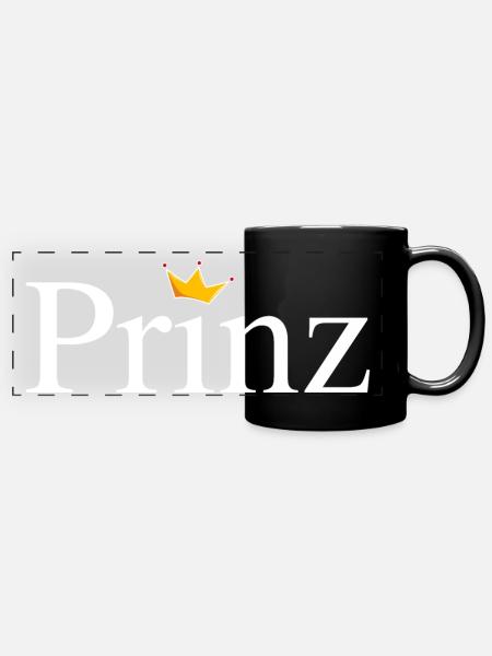 Prinz mit Krone - Panorama-Tasse farbig - Schwarz