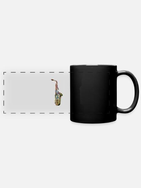 Saxofon - Panorama-Tasse farbig - Schwarz