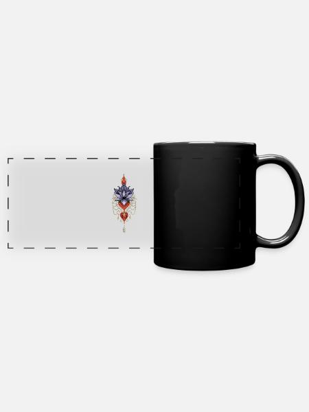 Loto indaco chakras unalome - Tazza colorata con vista - nero