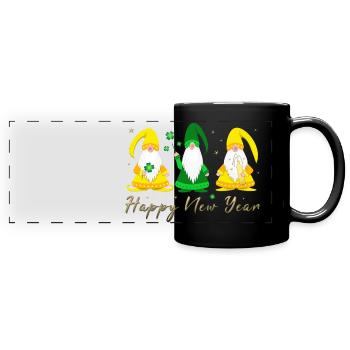 Happy New Year gnome imp - Full Colour Panoramic Mug - black - Front