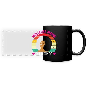 Meilleure mamie monde vintage femme noire - Mug panoramique uni - noir - Devant