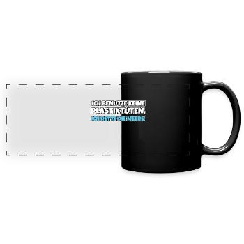 Keep The Sea Plastic Free Umweltschutz Meer retten - Panorama-Tasse farbig - Schwarz - Vorne