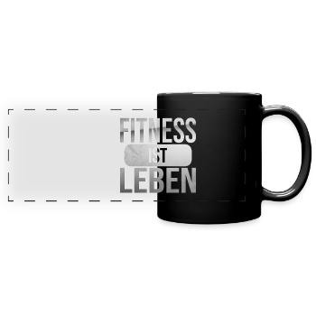 Witziger Fitness Spruch - Panorama-Tasse farbig - Schwarz - Vorne