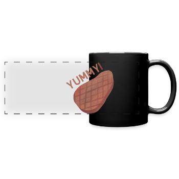 Yummy meat Yummy! Lecker Fleisch - Panorama-Tasse farbig - Schwarz - Vorne