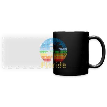 8bit Retro Florida Urlaub - Panorama-Tasse farbig - Schwarz - Vorne