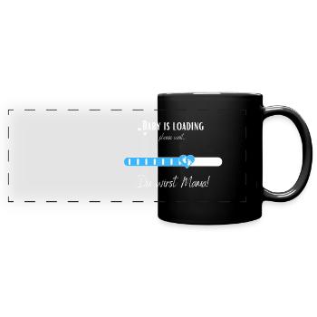 Baby is loading - Du wirst Mama! für Schwangere - Panorama-Tasse farbig - Schwarz - Vorne