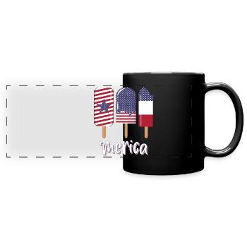Merica 4. Juli USA - Panorama-Tasse farbig - Schwarz - Vorne
