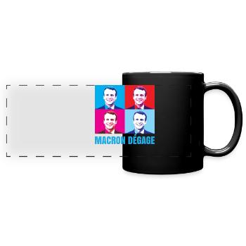 Macron dégage français en colère révolte citoyenne - Mug panoramique uni - noir - Devant