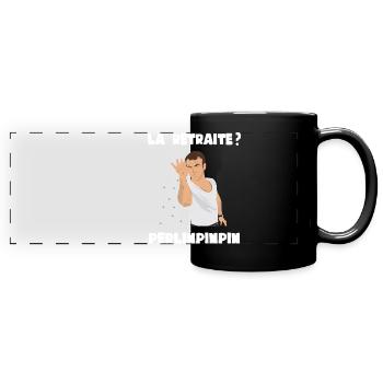 Macron reformiert LREM Rentner Armut Elend Straße - Panorama-Tasse farbig - Schwarz - Vorne