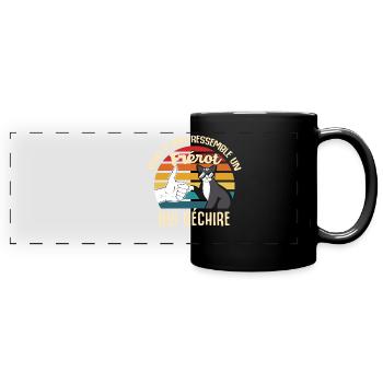 frérot cadeau propriétaire chats lunettes vintage - Mug panoramique uni - noir - Devant