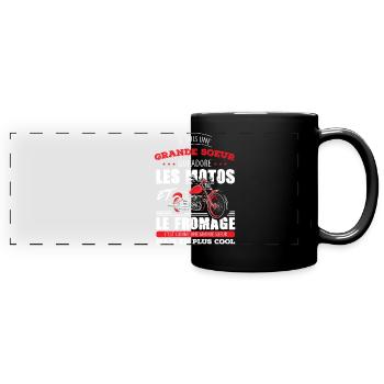 Grande soeur motarde adore les motos fromage - Mug panoramique uni - noir - Devant