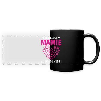 Meilleure mamie monde chats chiens pattes mémé - Mug panoramique uni - noir - Devant