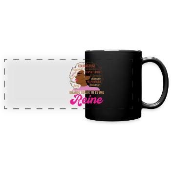 Cadeau grande soeur femme afro reine africaine - Mug panoramique uni - noir - Devant