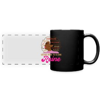 Cadeau grand mère femme afro reine africaine - Mug panoramique uni - noir - Devant