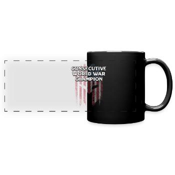 Champion consécutif de la guerre mondiale Funny Patriotic - Mug panoramique uni - noir - Devant