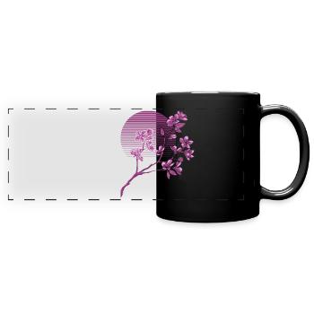 Japanese Cherry Blossom Sakura - Full Colour Panoramic Mug - black - Front