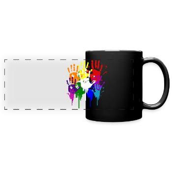 Colorful hands splendor of color gift idea - Full Colour Panoramic Mug - black - Front