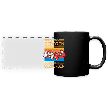 Fun Zum Zocken Geboren Zur Schule Gezwungen Gifts - Panorama-Tasse farbig - Schwarz - Vorne