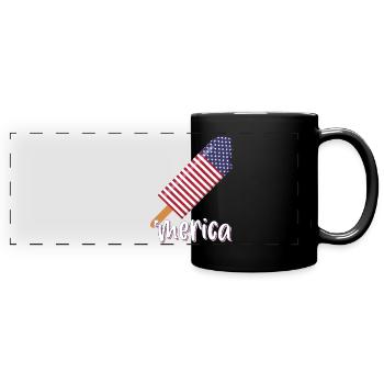 Merica 4. Juli USA - Panorama-Tasse farbig - Schwarz - Vorne
