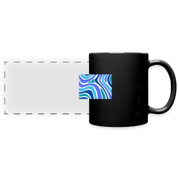 Bunt Blau und Wellig | fröhliches blaues Tshirt - Panorama-Tasse farbig - Schwarz - Vorne