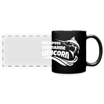 Schwertfisch Marlin Einhorn - Panorama-Tasse farbig - Schwarz - Vorne