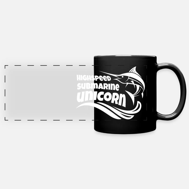 Swordfish Marlin Unicorn - Full Colour Panoramic Mug - black