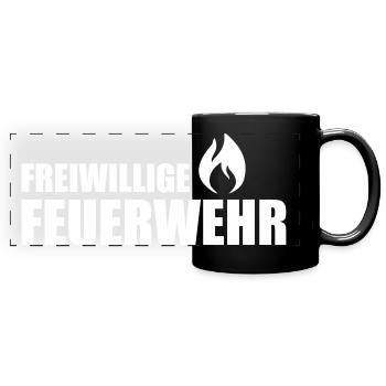 Feuerwehr - Panorama-Tasse farbig - Schwarz - Vorne