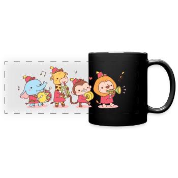 Cute Animals Music Band - Full Colour Panoramic Mug - black - Front