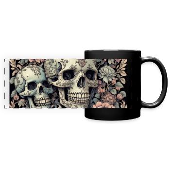 Skull Floral Ornament - Full Colour Panoramic Mug - black - Front