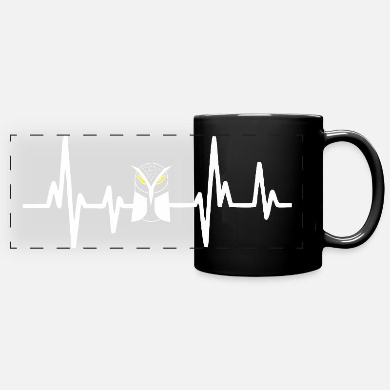 Owls Heartbeat - Full Colour Panoramic Mug - black