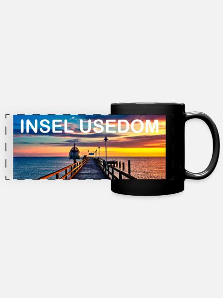 Die Usedom Tasse - Panorama-Tasse farbig - Schwarz